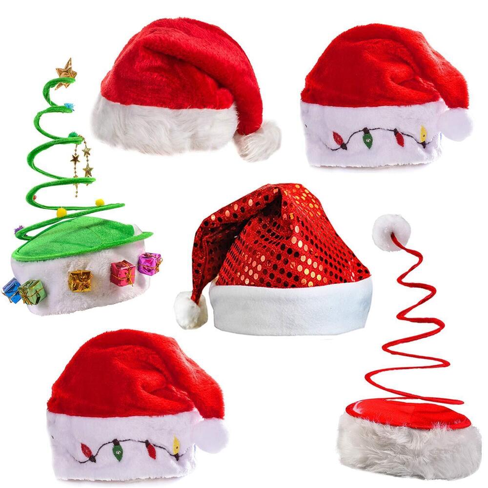 3048 Christmas Party Supplies - Santa & Elf Hats - 6 Pack - Coil Santa Hat